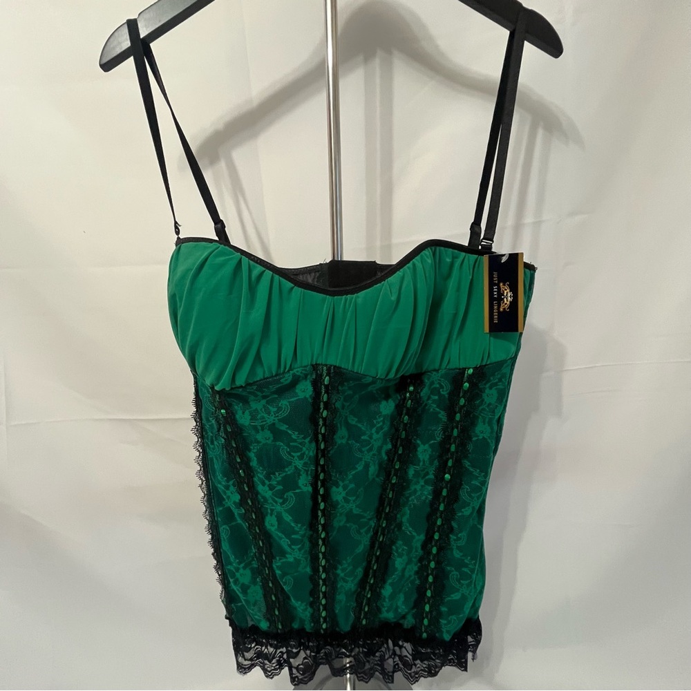 NWT Just Sexy Green and Black Lace Bustier - Picture 2 of 15